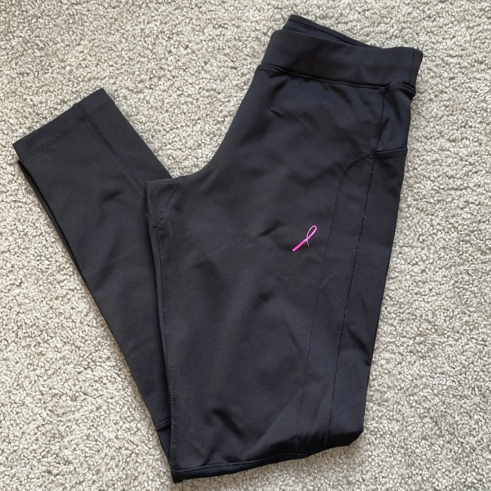 Reebok black legging/pant with pink awareness ribbon